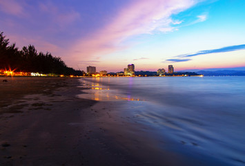 Sunset in Tanjung Lipat beach Kota Kinabalu, Sabah Borneo Malaysia.
