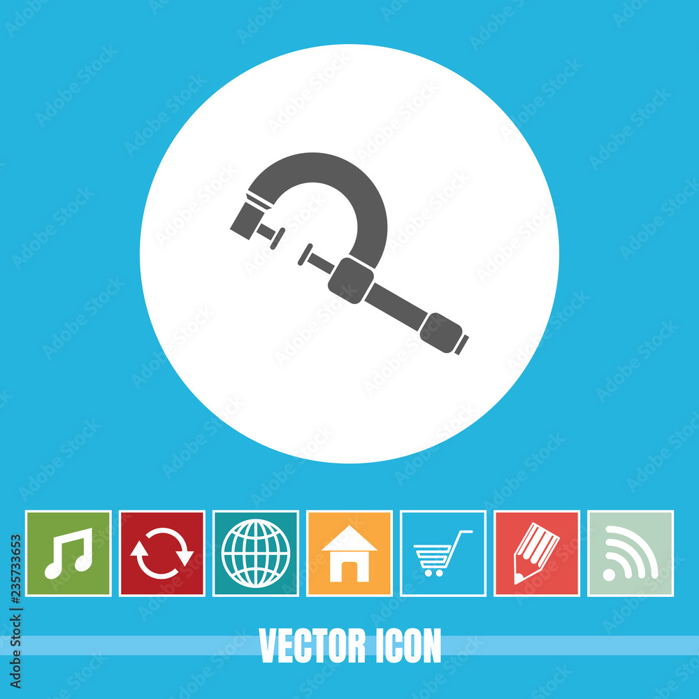 Poster very useful vector icon of clamp with bonus icons very useful for mobile app, software & web