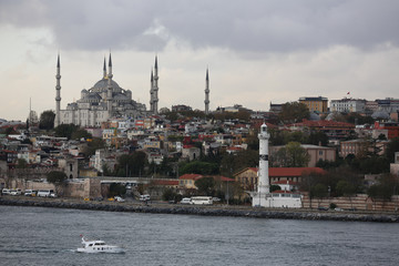 Waterfront harbor on the Bosporus Strait of Istanbul, Turkey