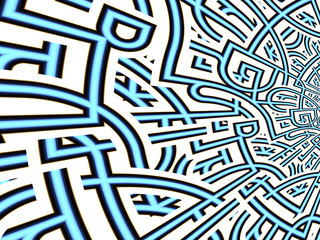 Obraz premium Abstract tangled maze for art projects, business, banner, template, card. 3D illustration