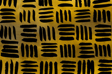 Modern gold ink abstract background with waves and strokes on white paper background. Trendy look. Chaotic abstract organic design.