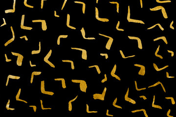 Modern gold ink abstract background with waves and strokes on white paper background. Trendy look. Chaotic abstract organic design.