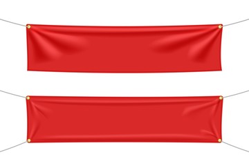 Fototapeta na wymiar Red textile banners with folds set