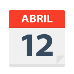 Abril 12 - Calendar Icon - April 12. Vector illustration of Spanish Calendar Leaf