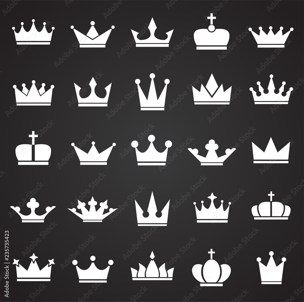 Fototapete crown icon set on black background for graphic and web design, modern simple vector sign. internet c