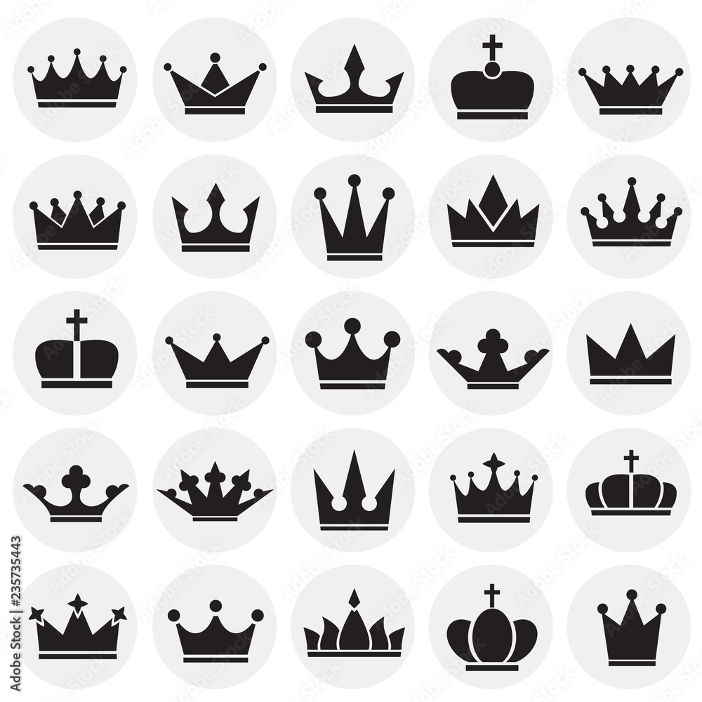 Fototapete crown icon set on circles background background for graphic and web design, modern simple vector sig
