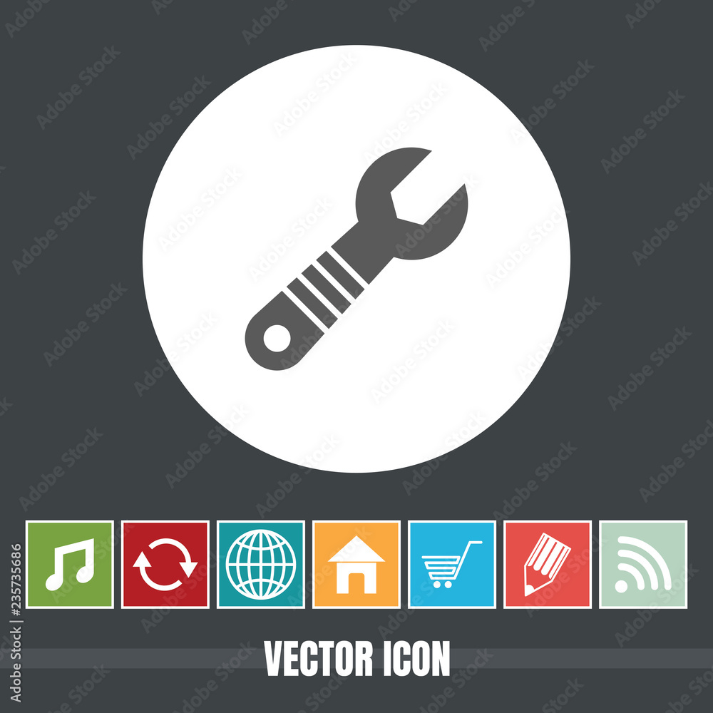 Poster very useful vector icon of wrench with bonus icons very useful for mobile app, software & web