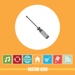 very Useful Vector Icon Of Screw Driver with Bonus Icons Very Useful For Mobile App, Software & Web