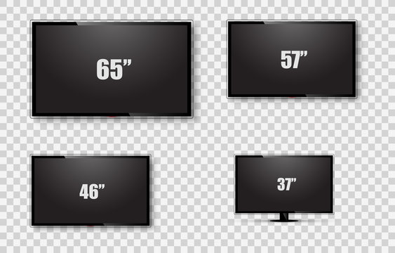 TV screen, Lcd monitor size diagonal display on transparent background. Vector illustration