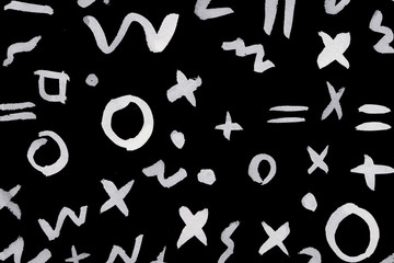 Black ink abstract background with waves and strokes on white paper background. Trendy look. Chaotic abstract organic design