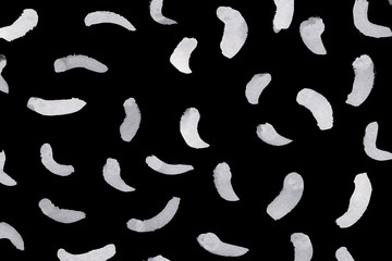 Black ink abstract background with waves and strokes on white paper background. Trendy look. Chaotic abstract organic design