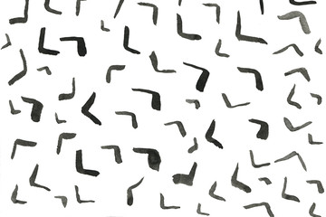 Black ink abstract background with waves and strokes on white paper background. Trendy look. Chaotic abstract organic design