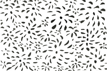 Black ink abstract background with waves and strokes on white paper background. Trendy look. Chaotic abstract organic design