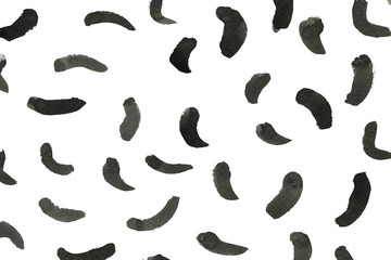 Black ink abstract background with waves and strokes on white paper background. Trendy look. Chaotic abstract organic design