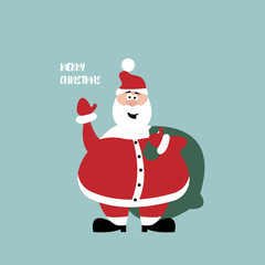 Vector illustration with Santa Claus, santa carries big bag with presents, merry christmas concept. happy new years concept. Vector xmas illustration eps10
