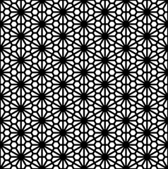 Seamless traditional Japanese ornament Kumiko.Black and white.
