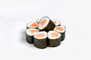 Japan sushi rolls isolated on white background