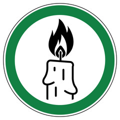 srg485 SignRoundGreen - german - ez485 ErlaubnisZeichen - Echte Kerzen erlaubt - english - approved -  real candles allowed - xxl green g6810