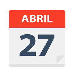 Abril 27 - Calendar Icon - April 27. Vector illustration of Spanish Calendar Leaf