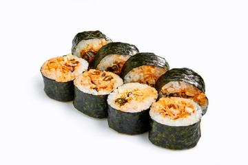 Japan sushi rolls isolated on white background