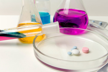 Chemical Laboratory and reagents .Illegal drug production in laboratories. The concept of drug...