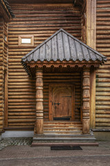 Fototapeta na wymiar Wooden door with canopy