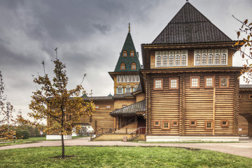 Side of wooden palace