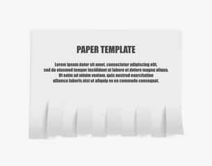 Tear off stripes of paper sheet. Street advertisement template with copy space template isolated on white background. Tear off paper notice on the wall.