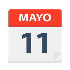 Mayo 11 - Calendar Icon - May 11. Vector illustration of Spanish Calendar Leaf