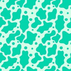 Fototapeta na wymiar Abstract seamless pattern of turquoise color stains, dots and circles, vector background for wrapping, print, wallpaper, package, web
