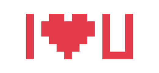 Obraz premium Pixel art heart I love you color icon valentine