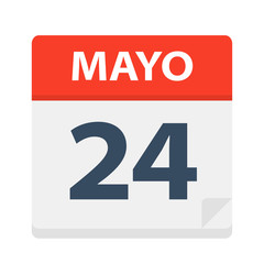 Mayo 24 - Calendar Icon - May 24. Vector illustration of Spanish Calendar Leaf