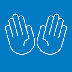 Hände offen, zehn Finger - Icon, Piktogramm, grafisches Element - blau, weiß 