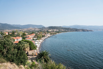 view of the bay of Lesvos Greece