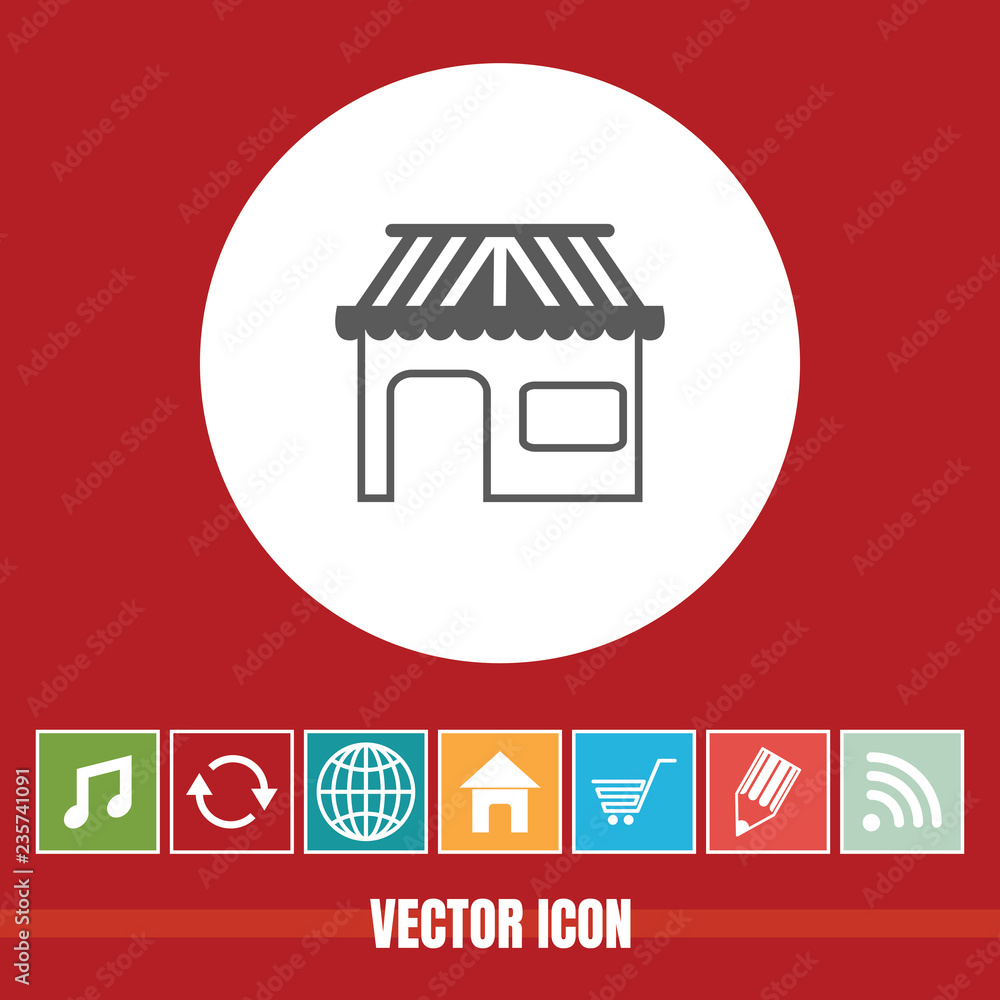 Poster very useful vector icon of shop or store with bonus icons very useful for mobile app, software & web