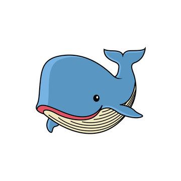cute whale cartoon with a sweet smile