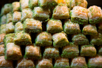 Colorful food and spices in the Spice Bazaar of Istanbul, Turkey