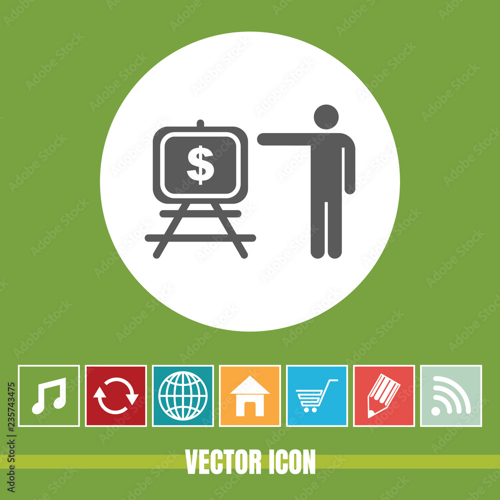 Poster very useful vector icon of team presentation with bonus icons very useful for mobile app, software &