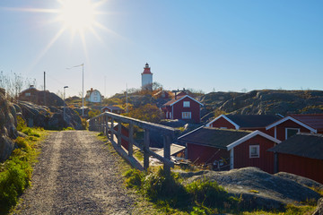 Lighthouse in Swedish village Landsort on the island of Oja