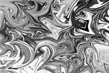 Abstract Gray Black and White Marble Ink Pattern Background. Liquify Abstract Pattern With Black, White, Grey Graphics Color Art Form.