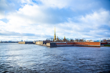 Neva river and Peter and Paul fortress Embankment.