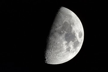 Moon First Quarter detailed closeup