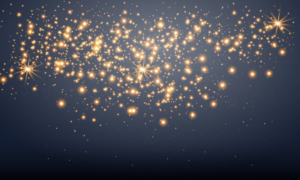 Shining stars on a transparent background, shiny and bright. Vector illustration. Light, radiance and rays.