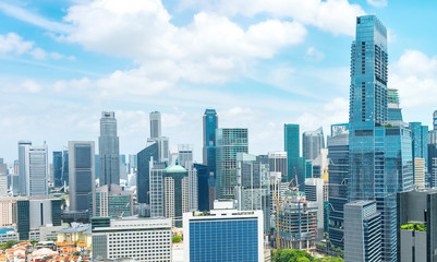 Naklejka premium Antena panorama metropolii Singapuru