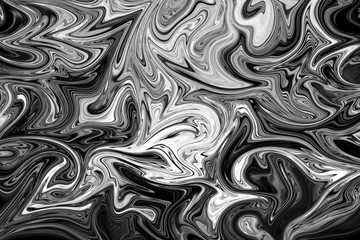 Abstract Gray Black and White Marble Ink Pattern Background. Liquify Abstract Pattern With Black, White, Grey Graphics Color Art Form.