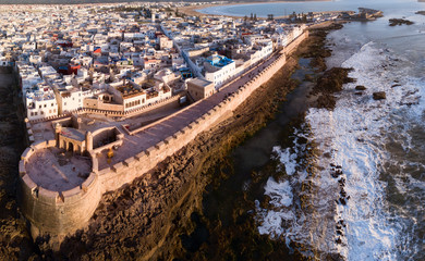 Aerial panorama of Essaouira city - obrazy, fototapety, plakaty