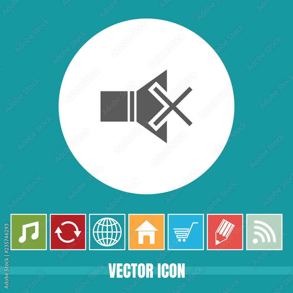 Poster very useful vector icon of mute with bonus icons very useful for mobile app, software & web