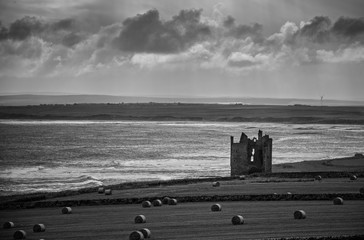 Old ruined castle on the shores of Caithness Scotland