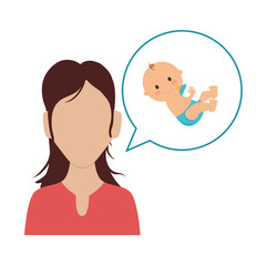 beautiful woman thinking in baby