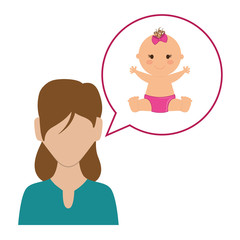 beautiful woman thinking in baby